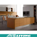 Muebles de gabinetes de cocina laminados laminados de grano de madera natural (AIS-K055)